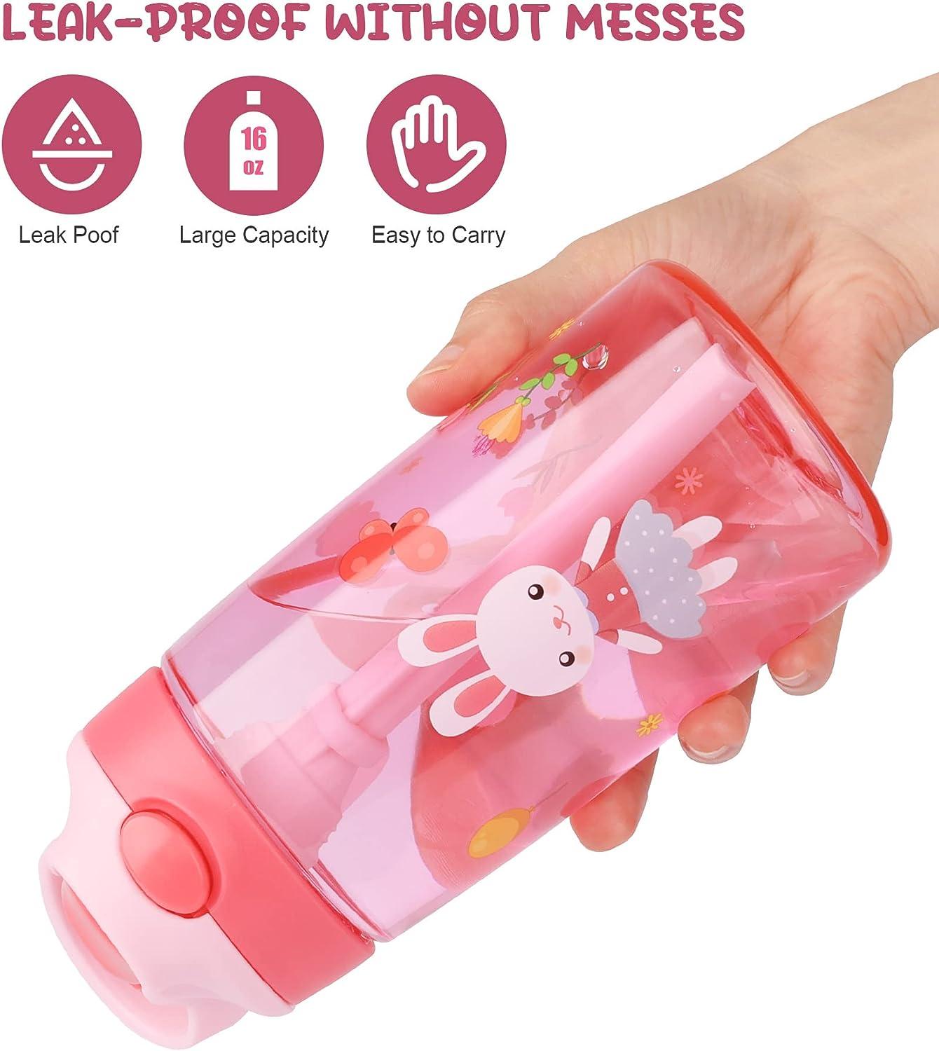 A+ Choice Kids Water Bottle with Straw & Handle - 16 oz BPA Free Kids Water  Bottles Spill Proof Easy-Clean Dishwasher Safe - Cute Rabbit Pink 16 oz Pink