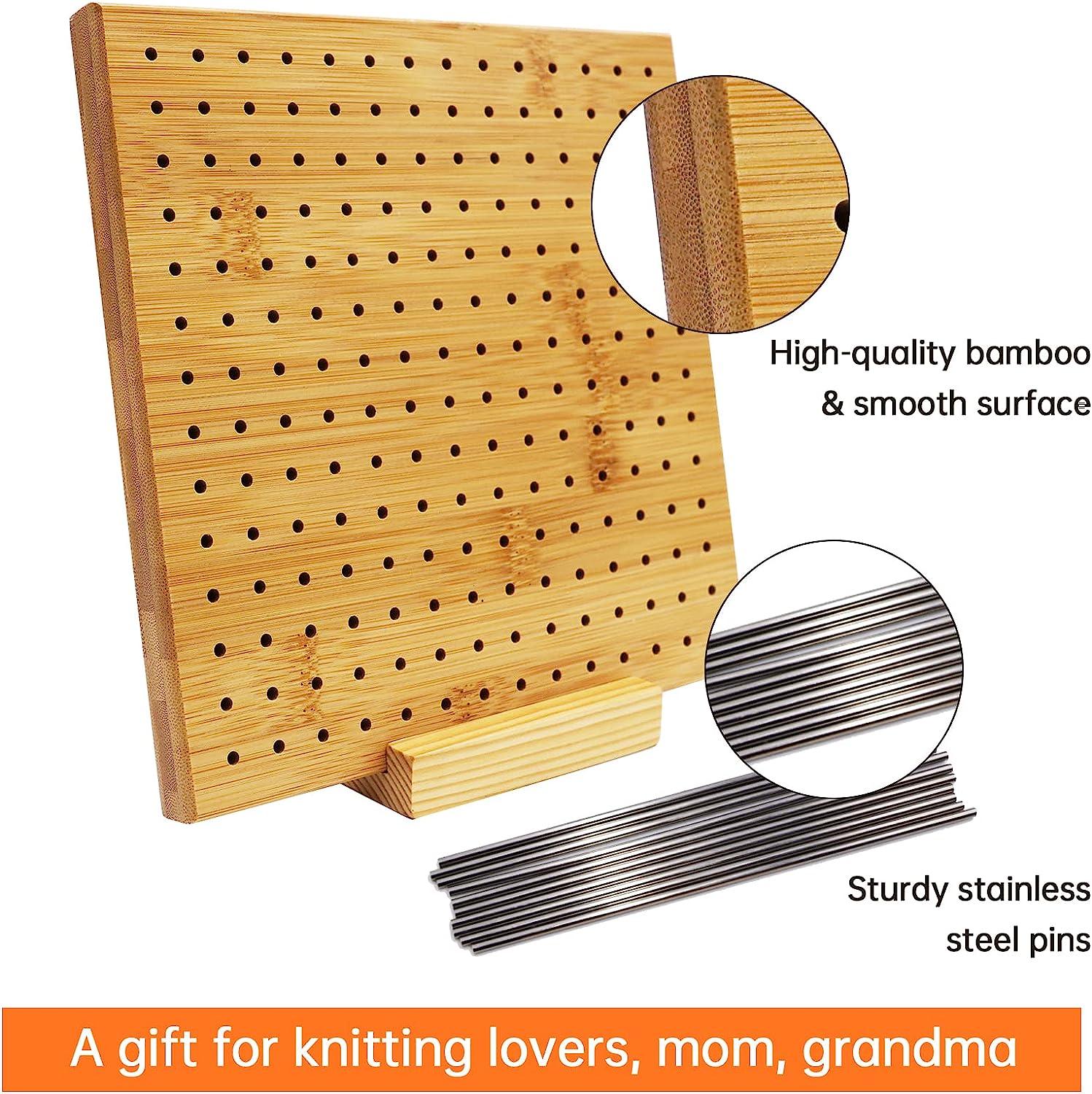 Wood Crochet Blocking Board Kit Stainless Steel Rod Pins Granny