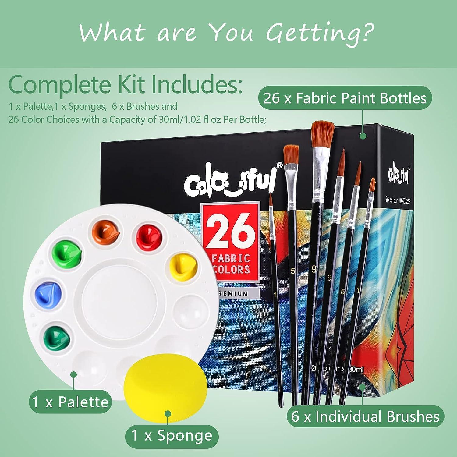 Colorful Glass Paint Kit with 6 Brushes, 1 Palette & 1 Sponge