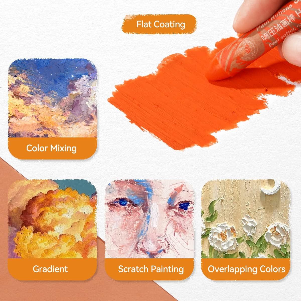 Wanshui 12 Pcs Monochrome Artists Grade Soft Oil Pastels Vibrant