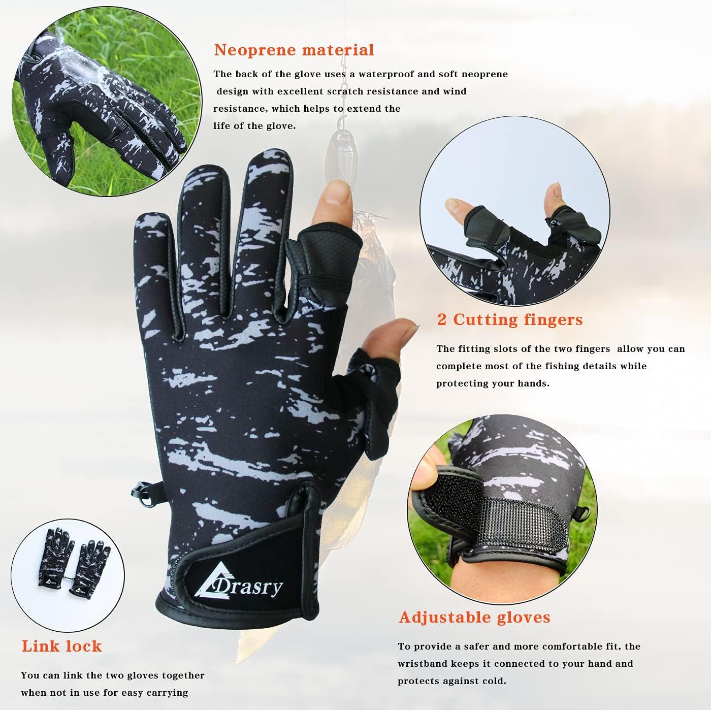 Drasry Neoprene Fishing Gloves Touchscreen 3 Cut Fingers Warm Cold Weather  Waterproof Suitable for Men and Women Ice Fishing Fly Fishing Photography  Motorcycle Running Shooting, Fishing Gloves -  Canada