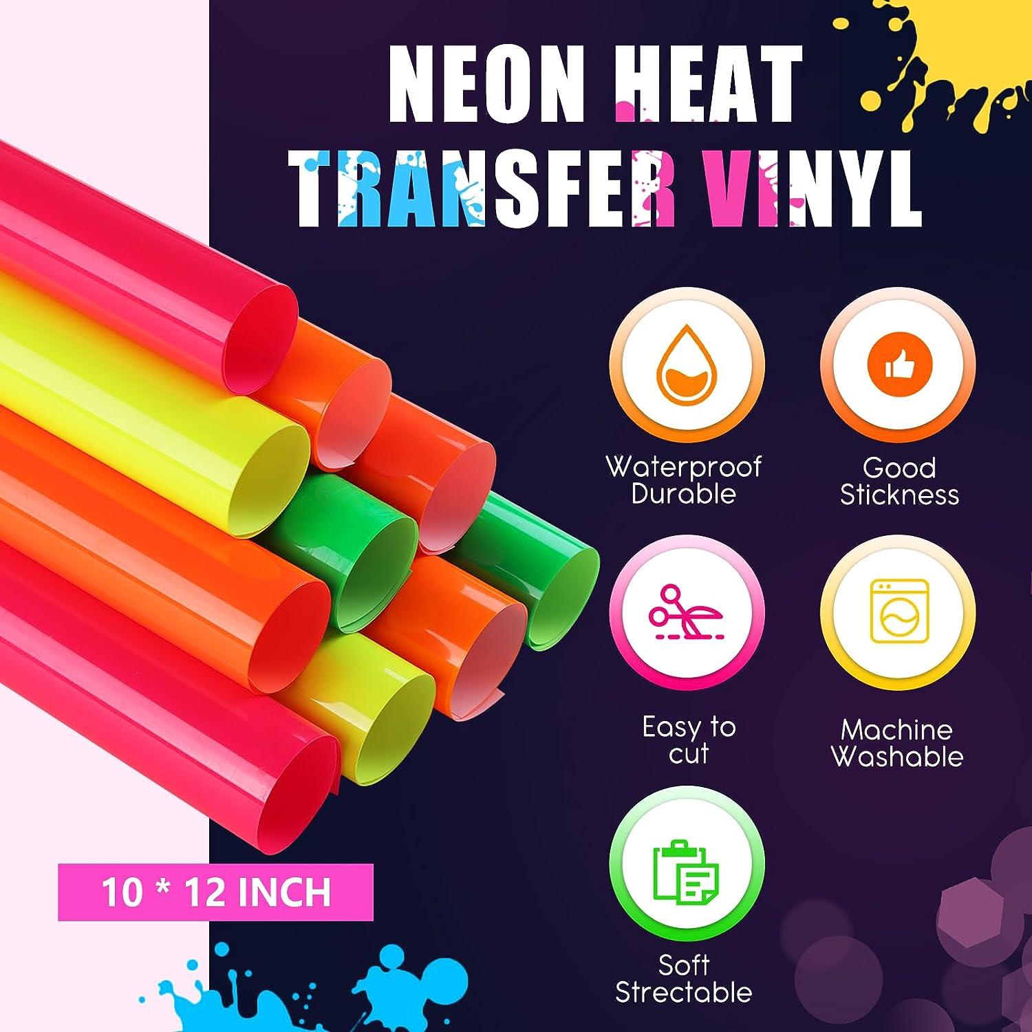 Glitter HTV Heat Transfer Vinyl Bundle Glow in The Dark 1 Sheets Fluorescent Color Changing Vinyl, Size: 25