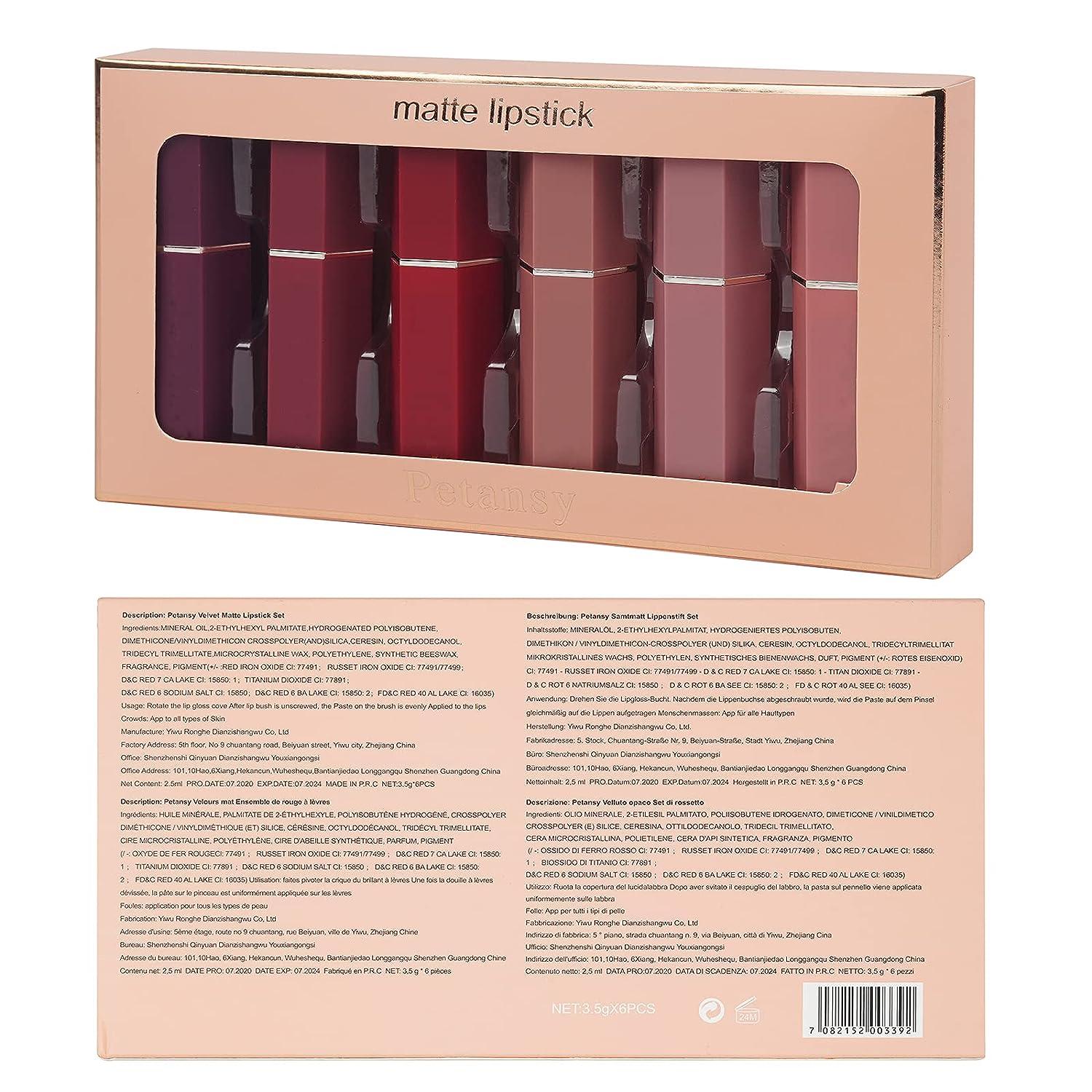 Matte Lipstick Set 6 Colors Nude Moisturizer Smooth Lipstick Long Lasting Waterproof Lipstick 3525