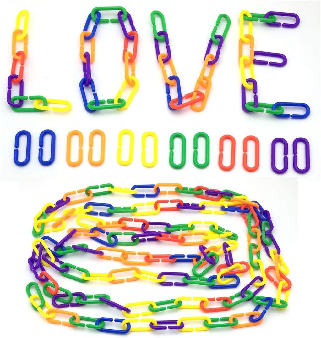 JIALEEY 100 Piece Plastic C-Clips Hooks Chain Links Rainbow C