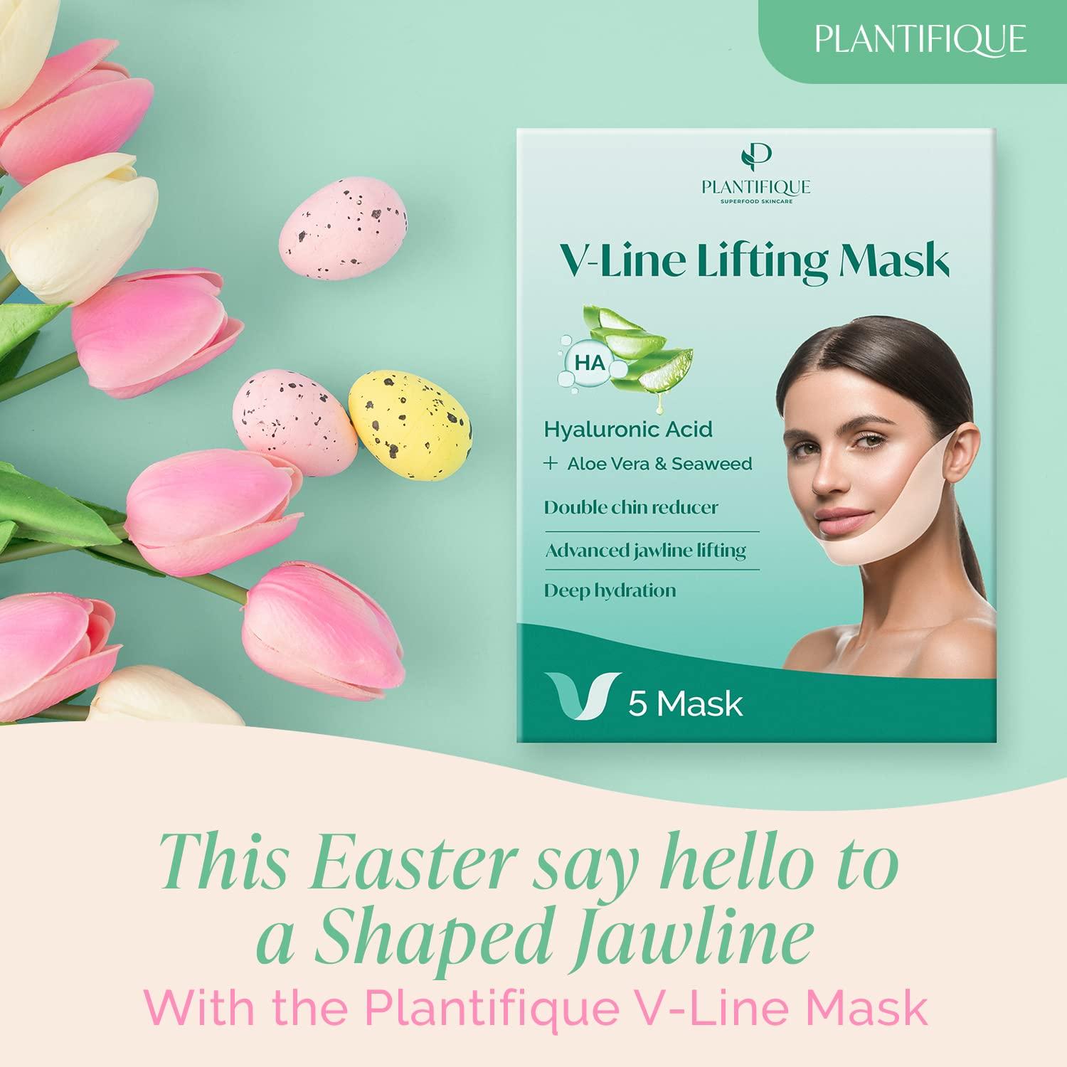 PLANTIFIQUE V-Line Lifting Face Mask - 5 PCS V Shape Face Lift Tape Mask  for Skin Firming and Tightening - Double Chin Reducer Jawline Sculptor for  Women & Men - Anti-Aging, Contouring & Slimming