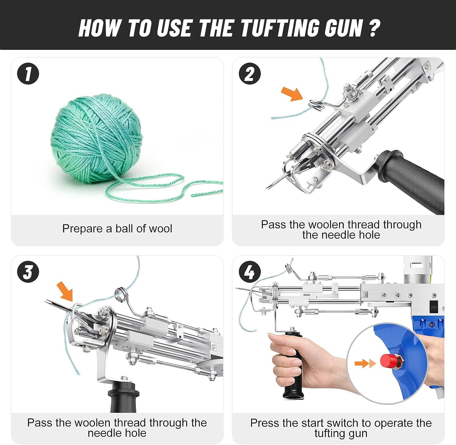  Kacsoo Cut Pile Tufting Gun, Electric Rug Tufting Gun,Handheld  Knitting Rug Gun(Blue Cut Pile),Gift for DIY, with 5-40 Stitches/Sec  100V-240V