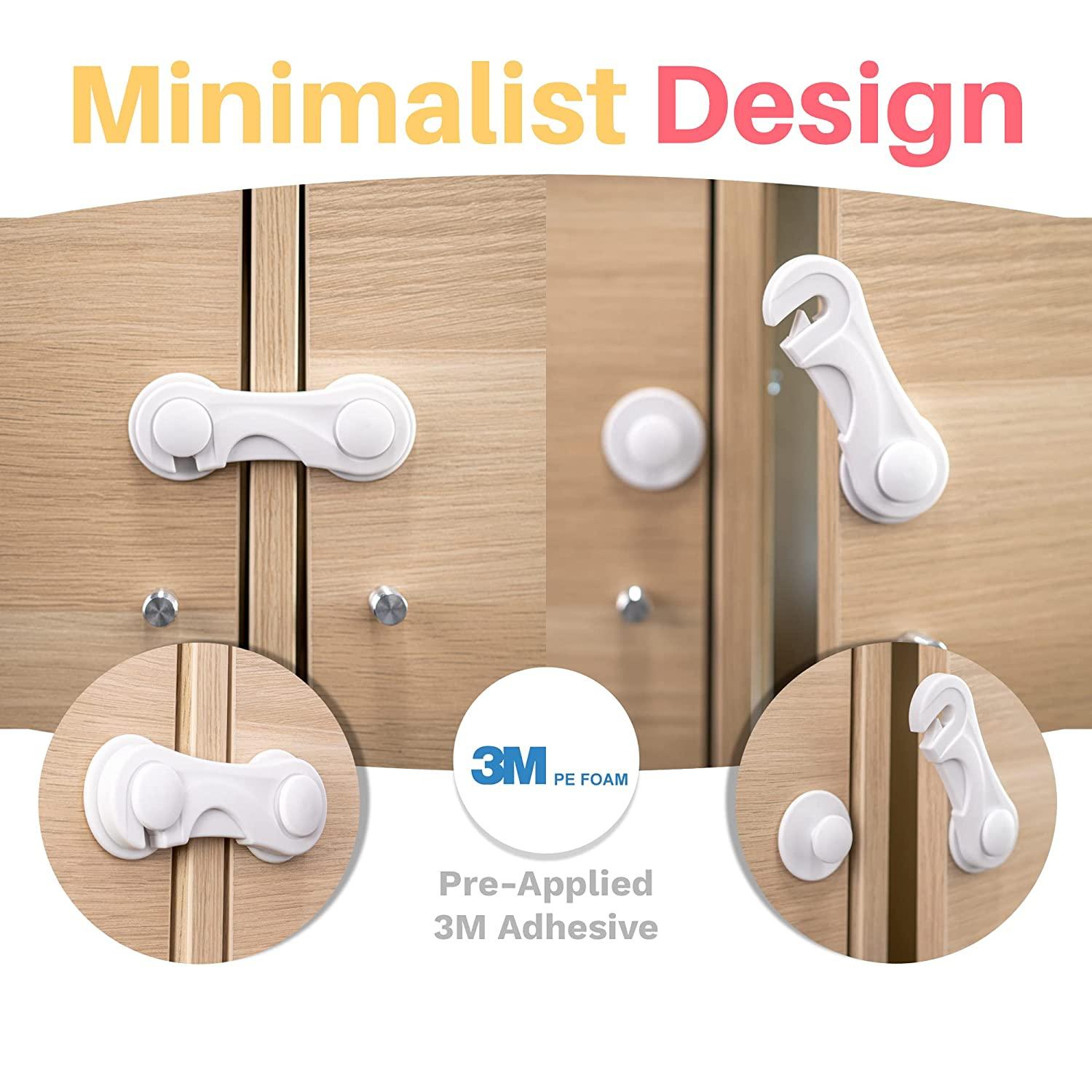 Inaya Magnetic Cabinet Locks for Baby Proofing, Pack of 20 Locks & 2 Keys -  Child Proof Cabinet Latches - Invisible Design - 3M Adhesive - No Drill