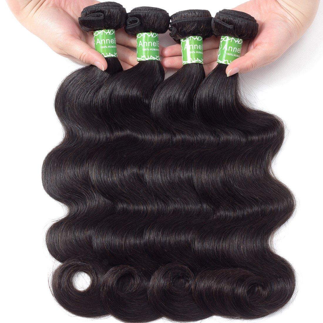 ANNELBEL Brazilian Hair 4 Bundles Body Wave 8A Virgin Unprocessed Human  Hair Bundles Remy Human Hair Extensions Weave - Wavy Hair, Double Weft