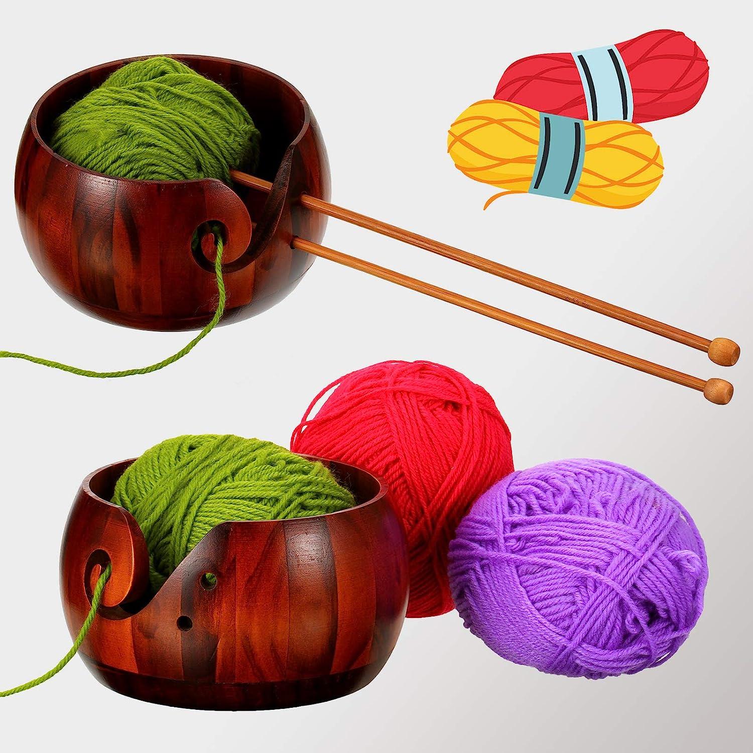 Wooden Yarn Bowl for Knitting, Yarn Bowl for Crocheting, Yarn Storage  Bowl