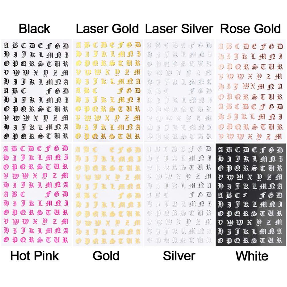 Nail Art 3D Decal Stickers Alphabet Letters in Writing Gold 