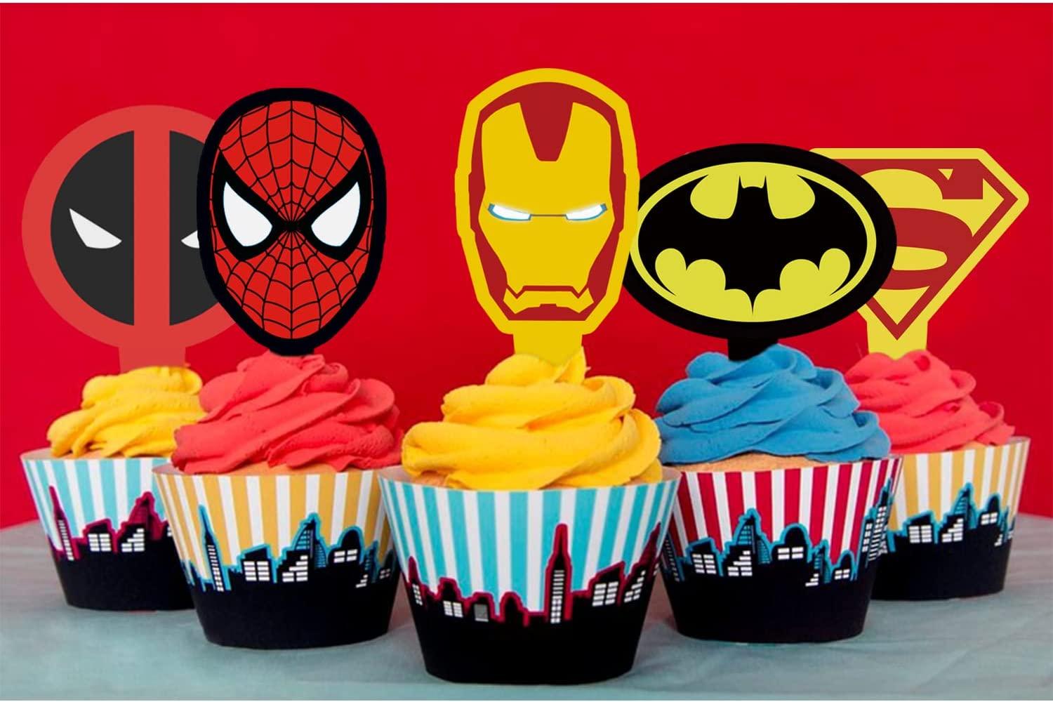 17 Toppers for Superhero Birthday Cake Toppers Cupcake Toppers Set