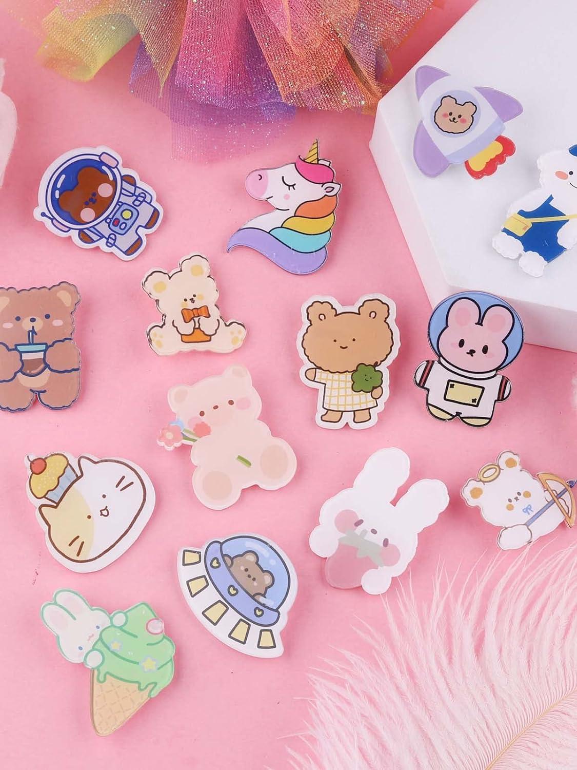 22 Pieces Cute Pins for Backpacks, Kawaii Acrylic Cartoon Lapel Pin Set,  Aesthetic Badges Brooch Pins Stuff for Clothing Bags Jackets Accessory DIY