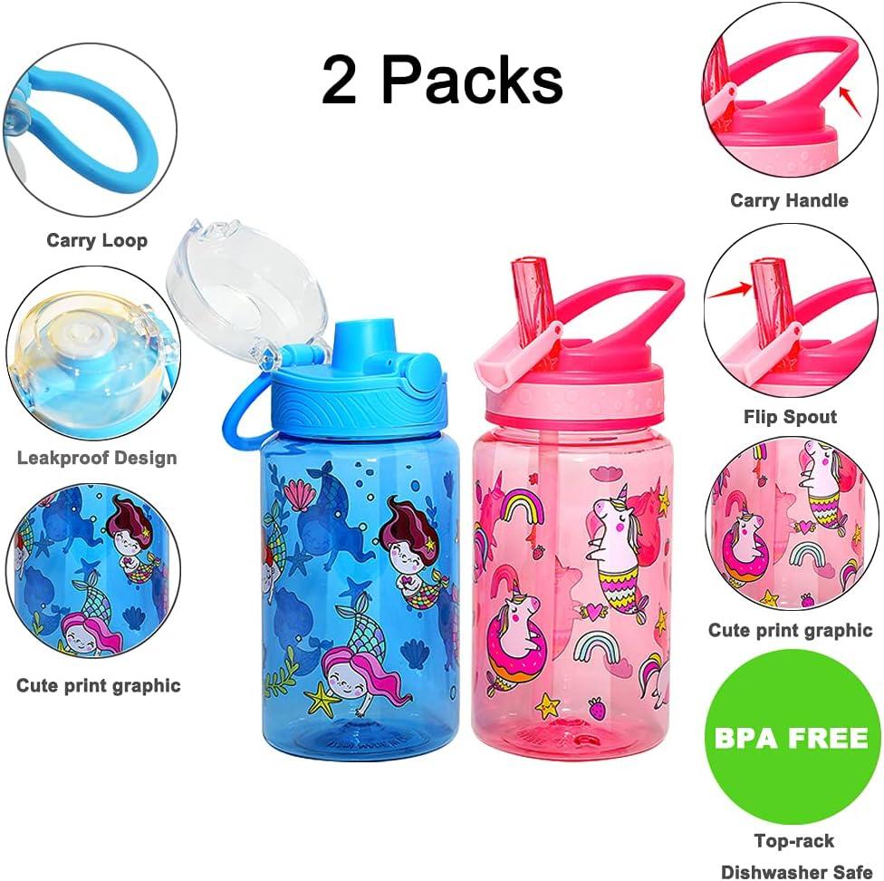 Kids Water Bottle for School with Straw Chug Lid, 15 Oz
