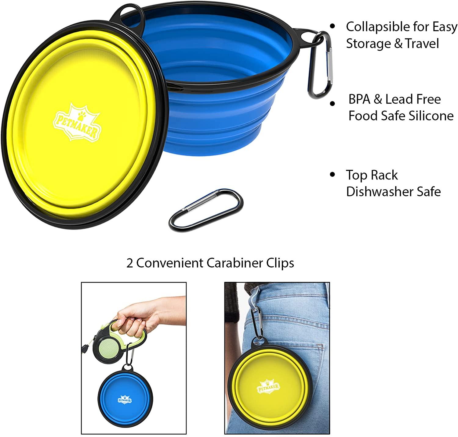 2 Collapsible food and water bowls with caribiner