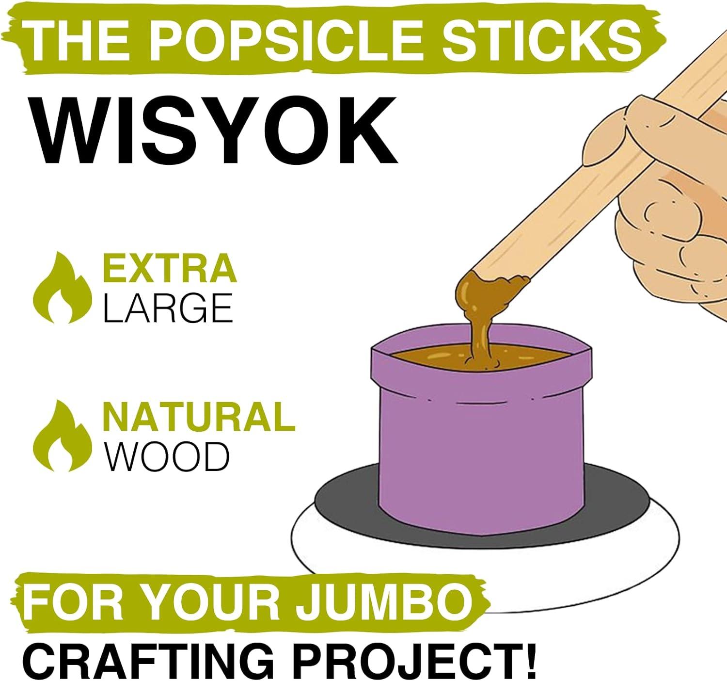 100 Pack, Natural Super Jumbo Wooden Craft Popsicle Sticks 8