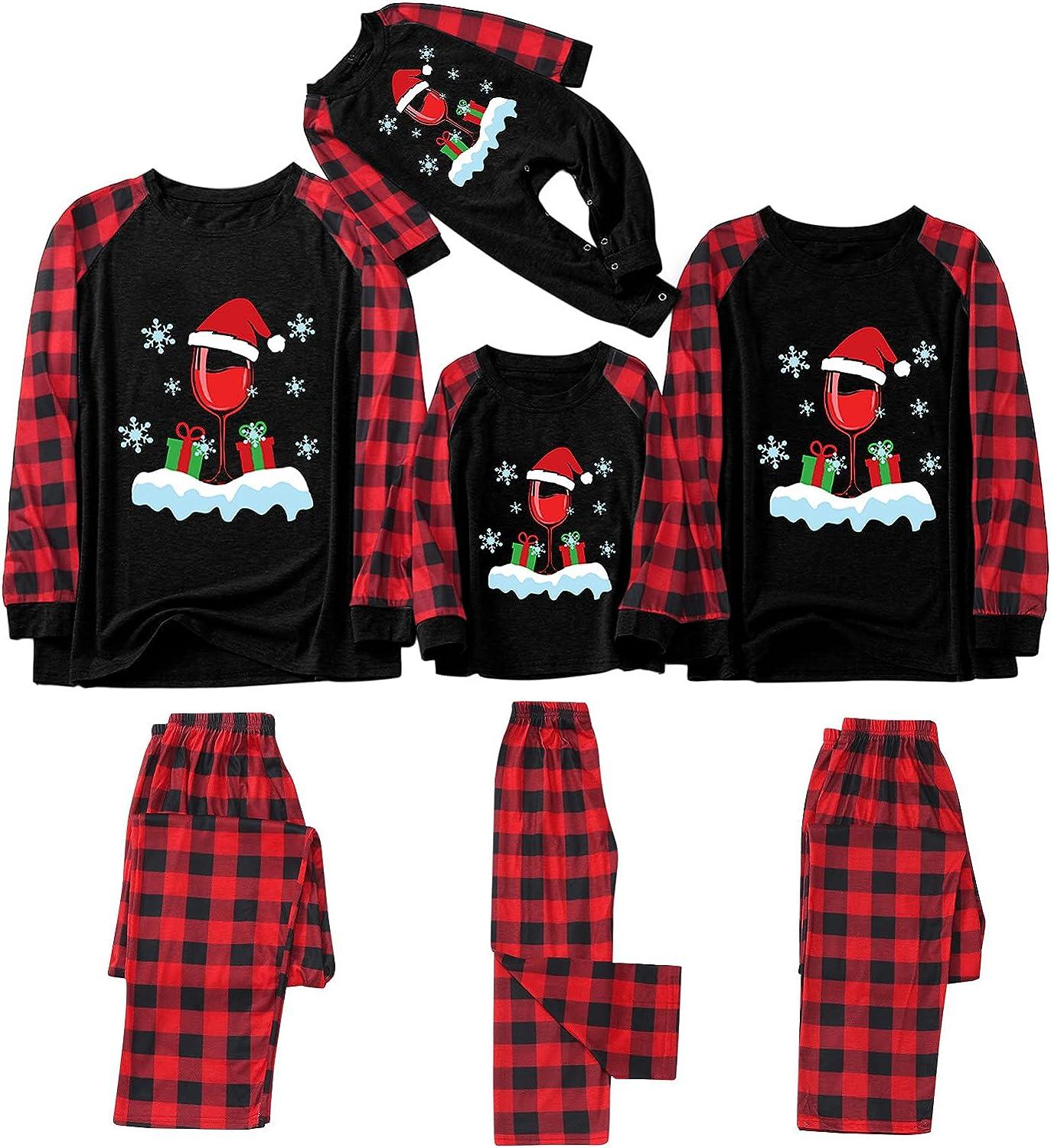 LMSXCT Christmas Family Matching Pajamas for Couples Dog Owner Long Sleeve  Xmas Tree T-Shirt + Casual Plaid Pants Pjs Set : : Clothing, Shoes
