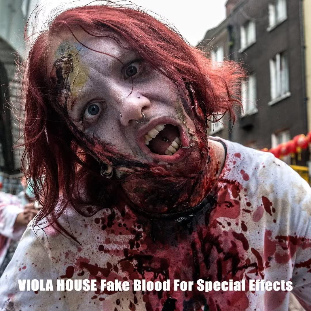 VIOLA HOUSE SFX Sangue Finto, Fake Blood Gel Sangue per Trucco Horror,  Halloween Sangue Zombie, Gel Rosso Scuro per Effetti Speciali. (50 g/1,76  oz) : : Bellezza