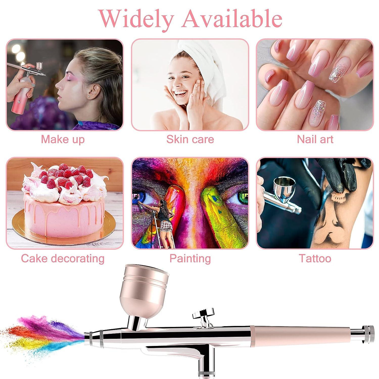 Cordless mini personal airbrush compressor high capacity psi art 0.3mm  nozzle oxygen spray gun cosmetics make up beauty salon