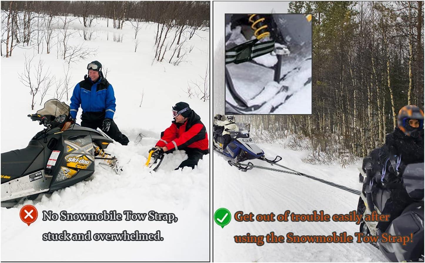 Snowmobile Tow Strap Heavy Duty with Hook, Emergency Snowmobile