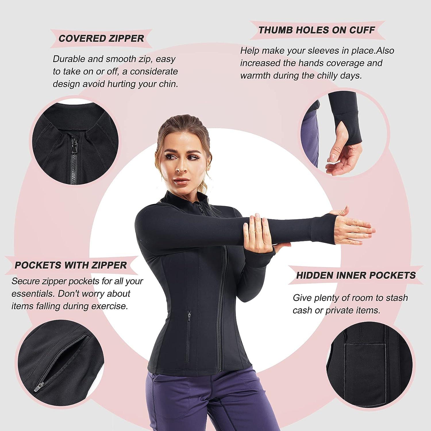TrainingGirl Women Full Zip Workout Sports Jackets Slim Fit Long