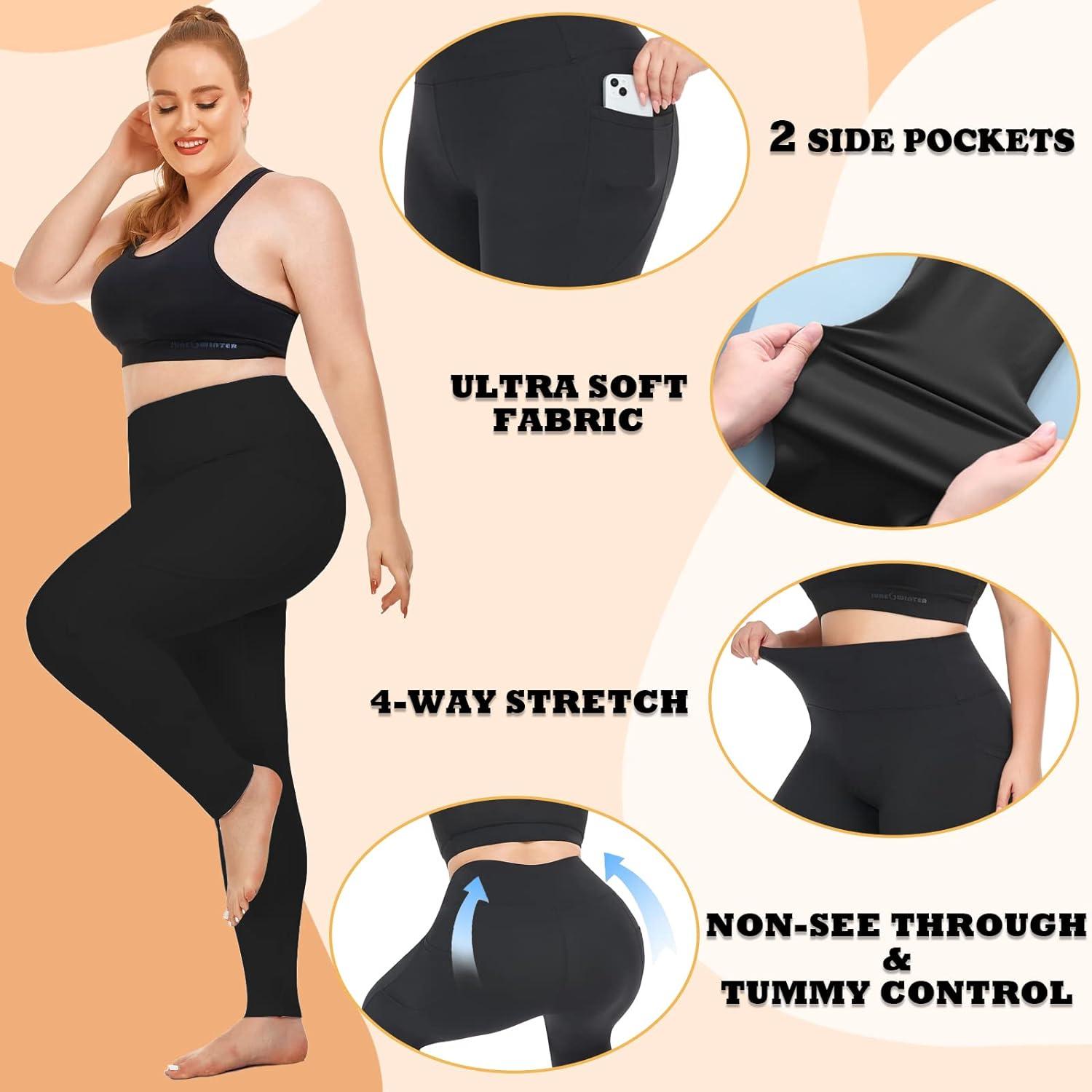NEW YOUNG 3 Pack Plus Size Leggings with Pockets  