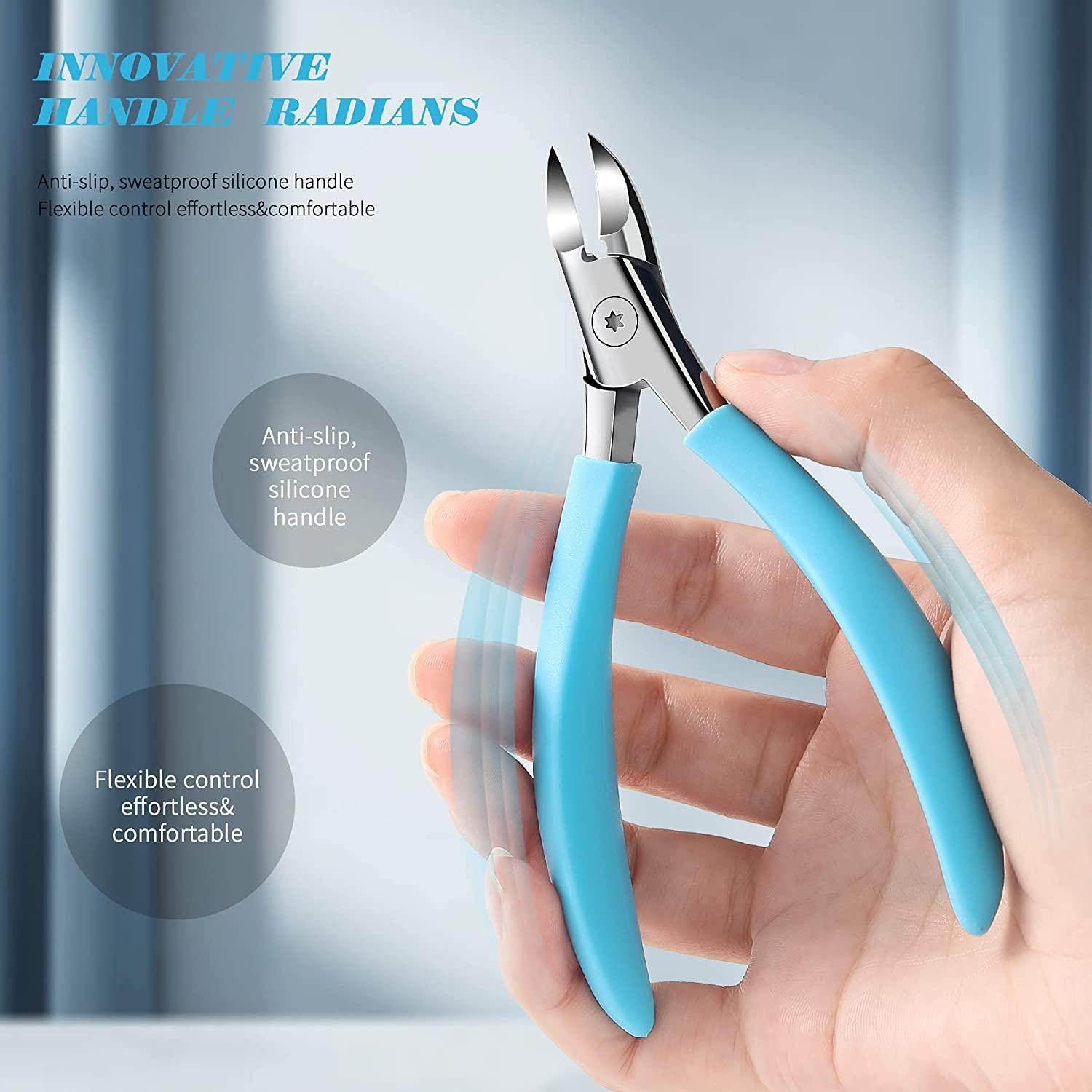 FVION Podiatrist Toenail Clippers, Professional Thick & Ingrown Toe Nail  Clippers for Men & Seniors, Velvet-soft handle Toenail Cutter/Colorful nail  clippers, High grade Stainless Steel Blue