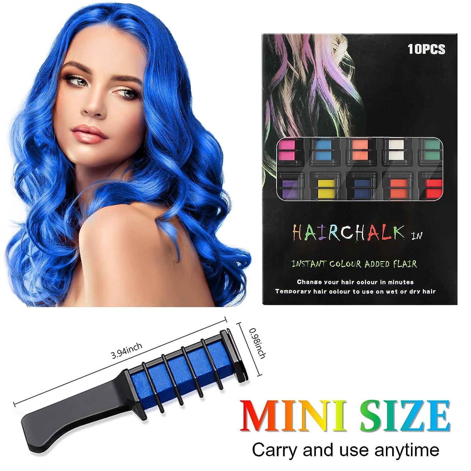 Glow Temporary Hair Chalk Comb, Glow in The Black Light Washable Hair Color  Comb for Girls Kids Non-Toxic Hair Dye for Birthday Halloween Cosplay