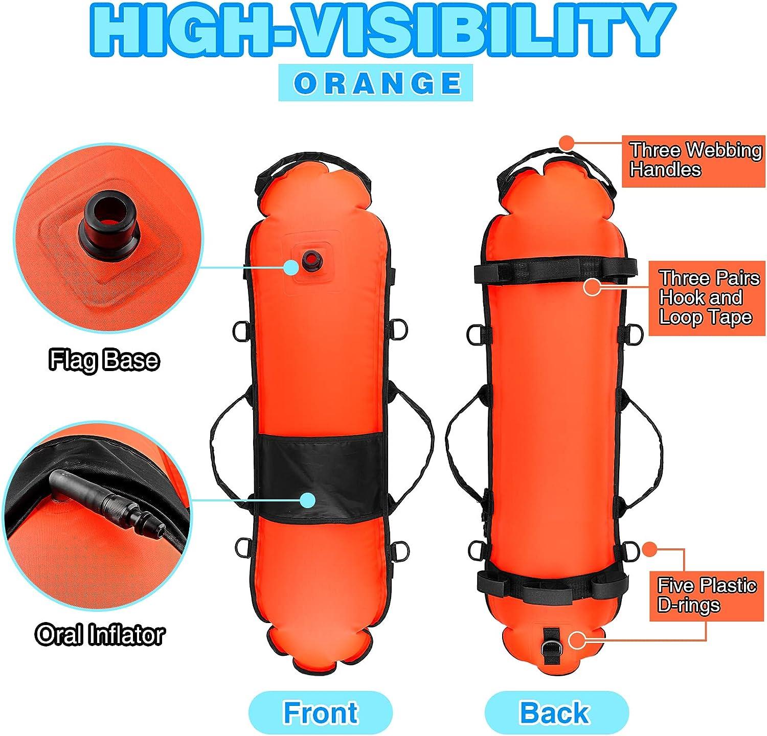 Owekfifv Safety Inflatable Scuba Diving Float Marker Buoy with Diver Down  Flag and 75ft Line for Scuba Diving, Spearfishing, Free Diving, Snorkeling  Orange