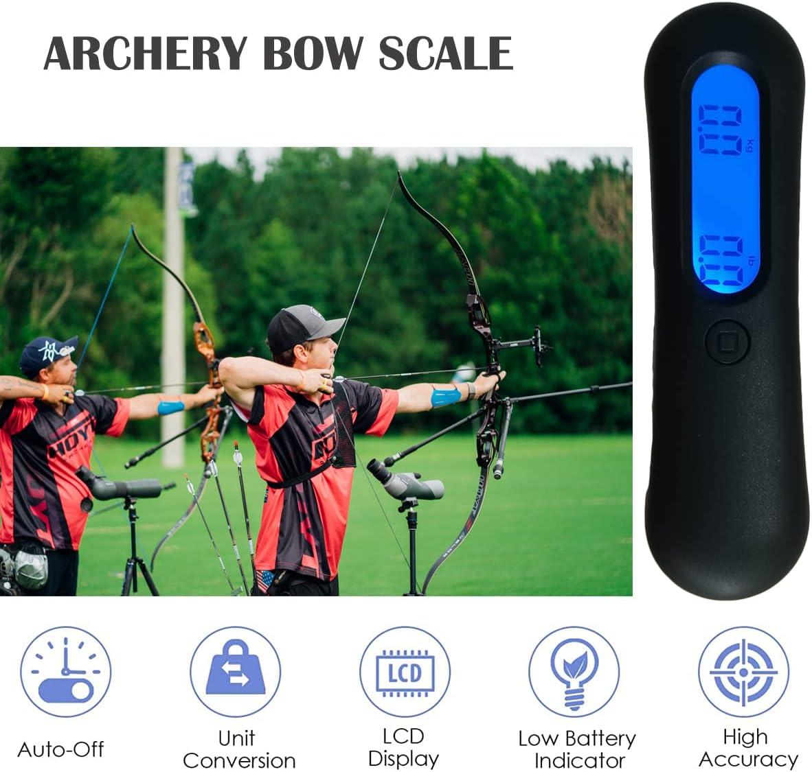 Archery Bow Scale with Clear LCD Display Portable Draw Weight Bow Scale  110lb Hanging Handheld Scale for Recurve Bow Compound Bo