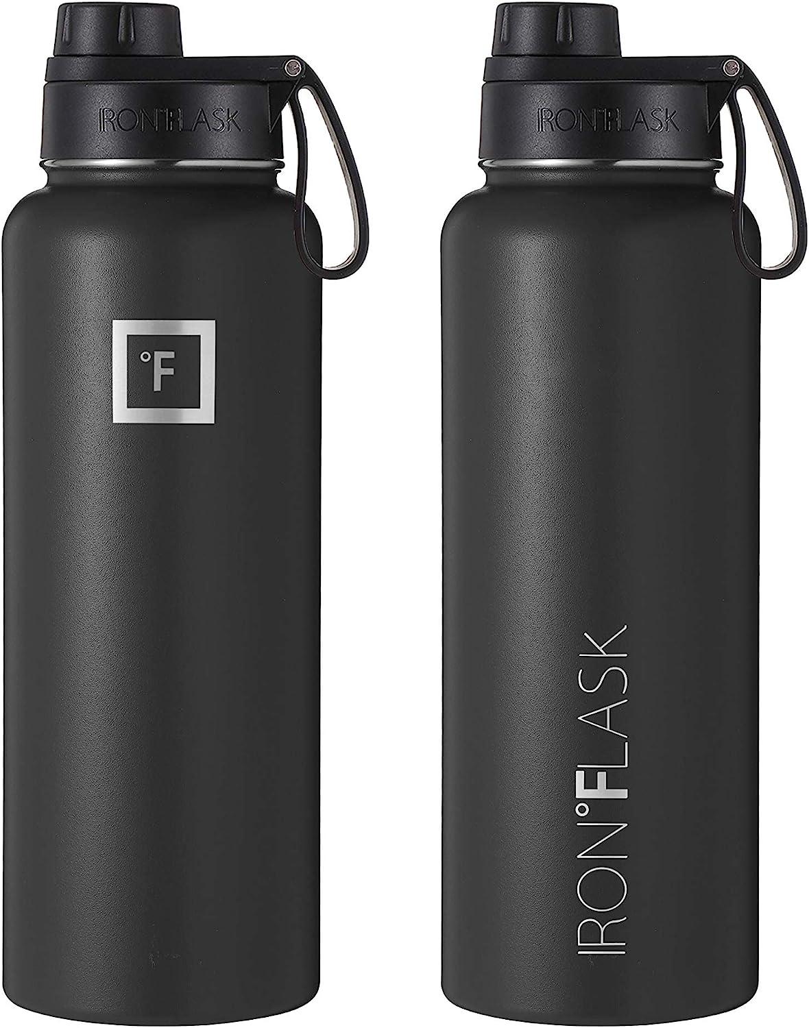 IRON FLASK 40oz Wide Mouth Sports Water Bottle - 3 Lids, Leak Proof, Double  Walled Vacuum Insulated - Dark Night