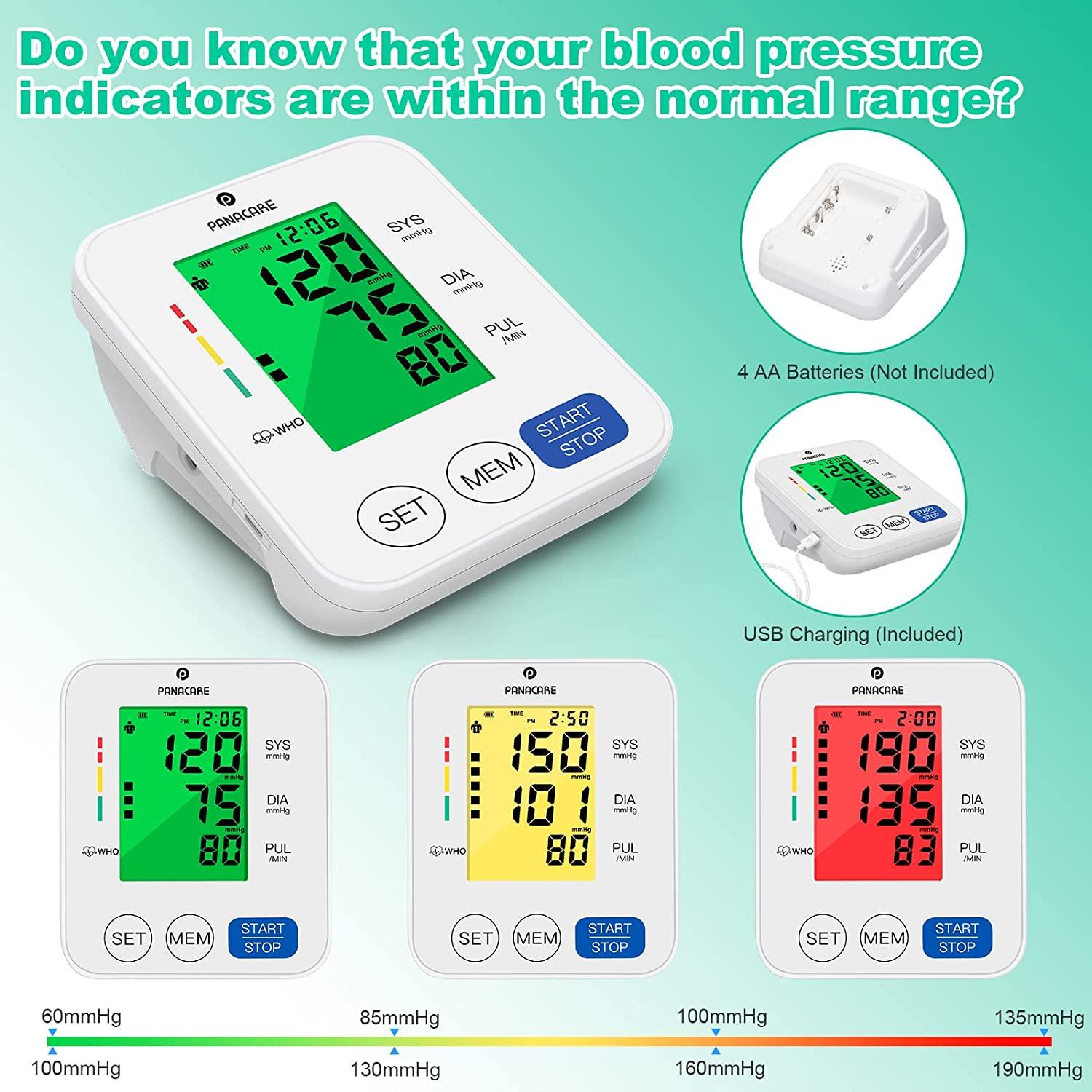 Blood Pressure Machine Upper Arm Large Cuff, Automatic Blood Pressure  Monitors & Pulse Rate Monitor Meter with LCD Display 198 Sets Memory  Adjustable