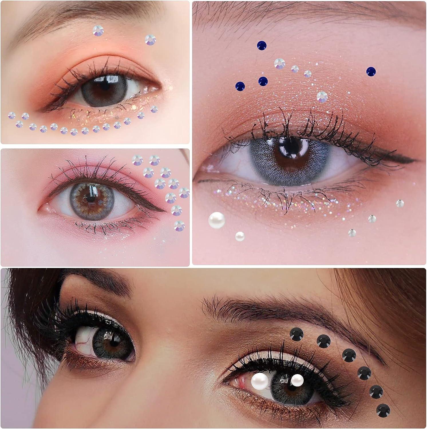 6 Sheets(100Pcs /Sheet) Face Jewels Face Gems Stick on Face Body and Nails  4 Different Sizes - 3.4.5.6 mm Creative Colors & Shapes. Face Rhinestones  Makeup Gems Body Jewelry