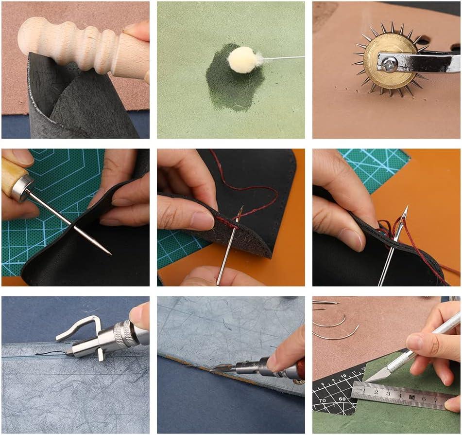 16 Pcs Leather Sewing Needles,Heavy Duty Sewing Needles Kit Include Curved  Needle,Sack Needle,Hand Sewing Needle,Finger cots,Leather Needles for