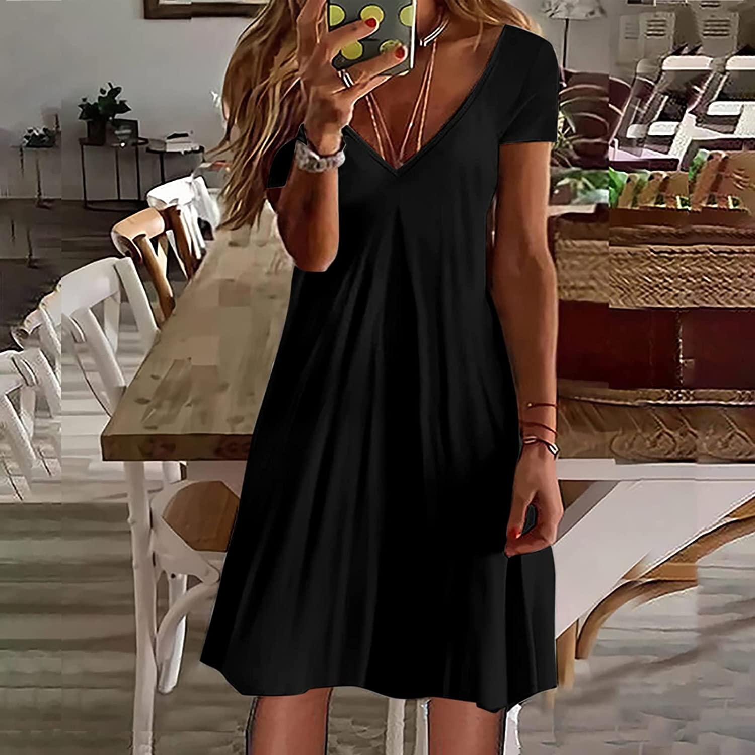 Dress Leggings for Women Business Casual Women Elegant Slim Mini Dress  Solid Color V Neck Long Sleeve Dress Casual Wear, Black, X-Large :  : Clothing, Shoes & Accessories