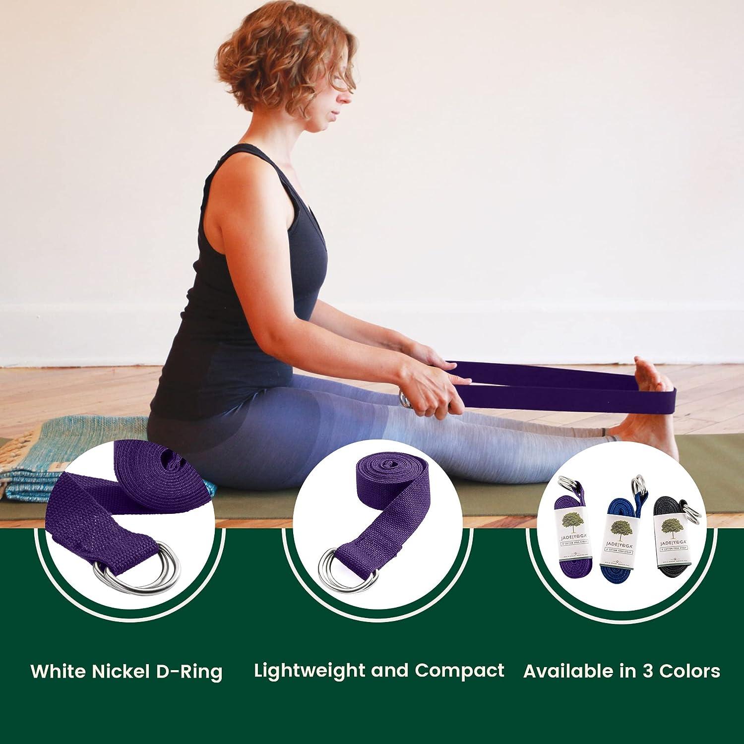 JadeYoga Strap - 8 Foot Long Adjustable Strap for Yoga, Adjustable D-Ring  Buckle for Beginners and Experienced Yogis, Yoga Accessories for Men and  Women, Black, Blue & Purple