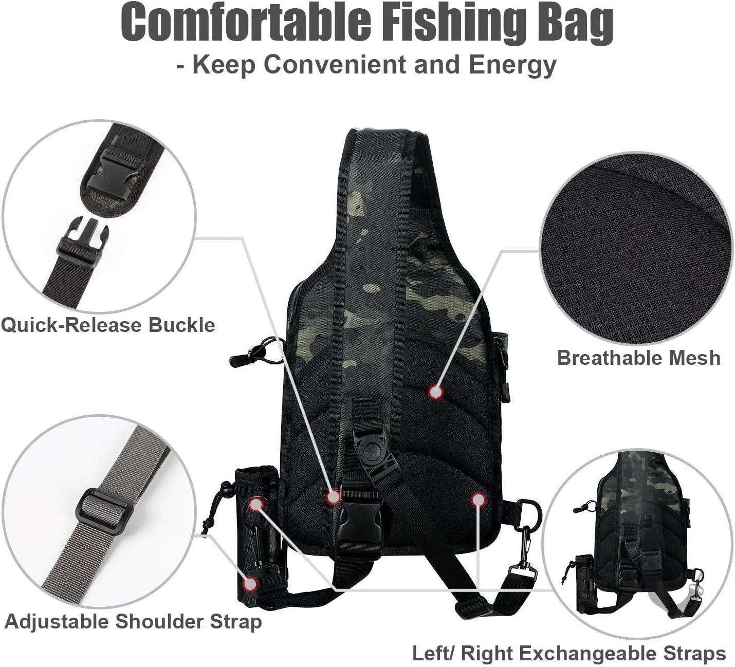 Fishing Bag Adjustable Strap Fishing Rod Bag Zipper Fishing Sling
