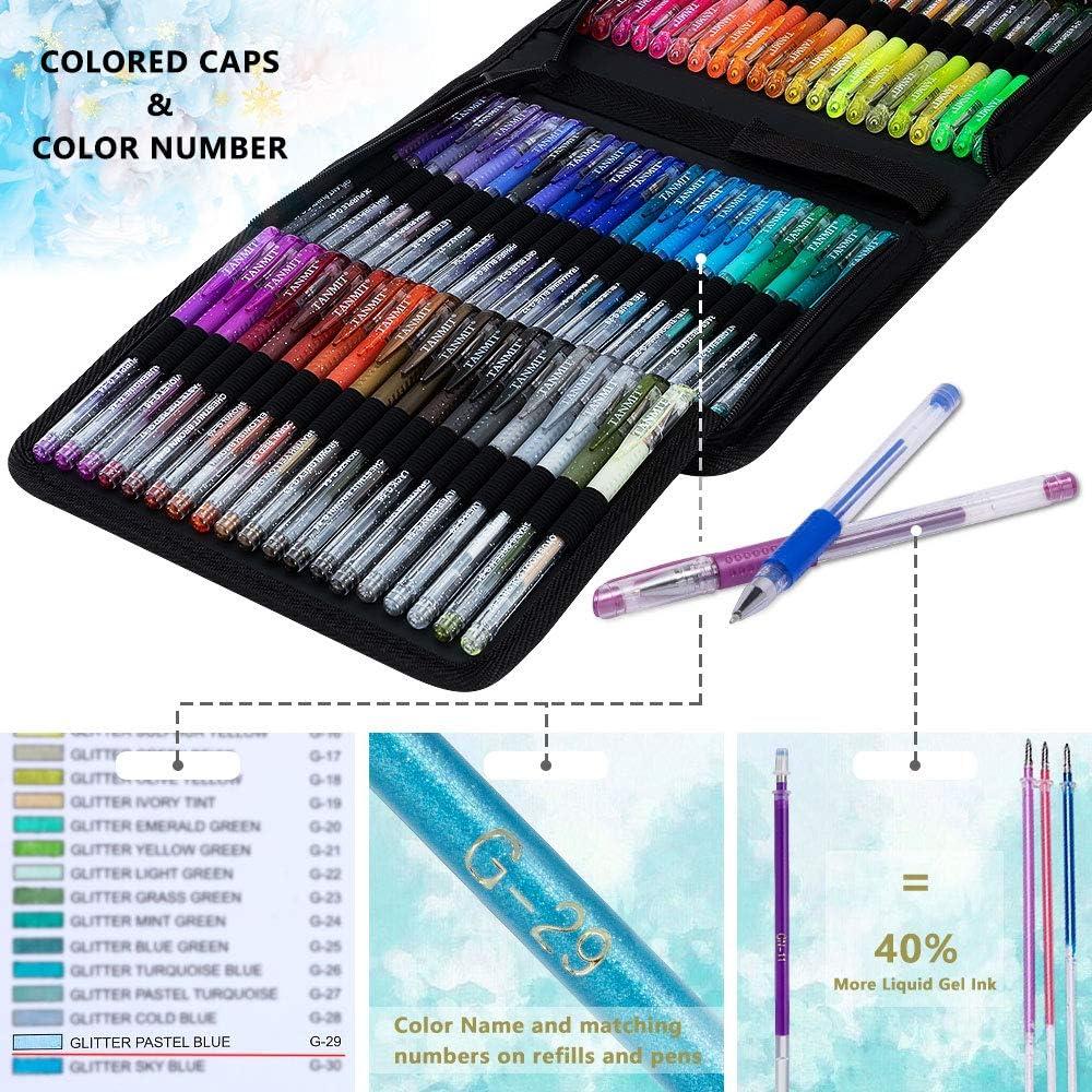 Aen Art Glitter Gel Pens, Colored Gel Markers Pen Set with 40% More Ink for Adult  Coloring Books, - Drawing Instruments