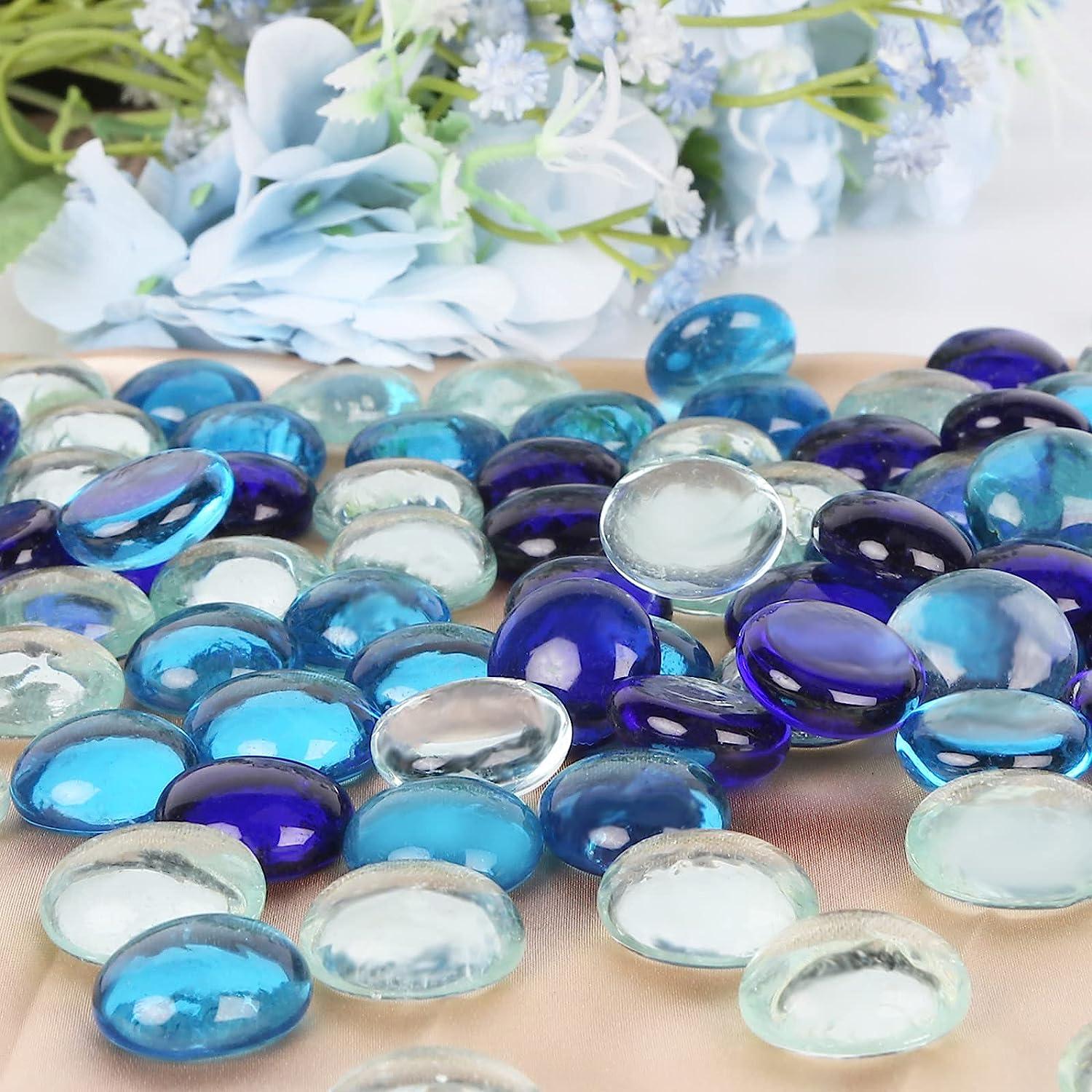 FuturePlusX FUTUREPLUSX 1LB Blue Flat Glass Marbles, Premium Dark Blue  Aquarium Rocks Fish Tank Gravel Stones Bulk Pebbles Decorative Beads