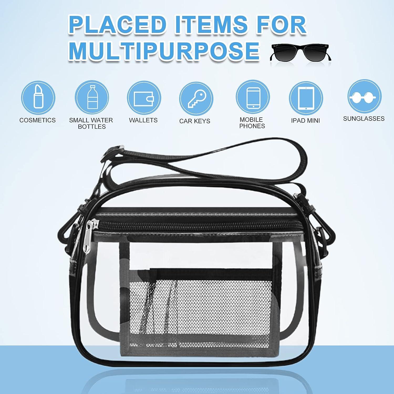 Busiuw Clear Backpack Stadium Approved Clear Sling Bag Clear Bag with Adjustable Reinforced Straps, 3 in 1 Clear Crossbody Bag for Festivals and