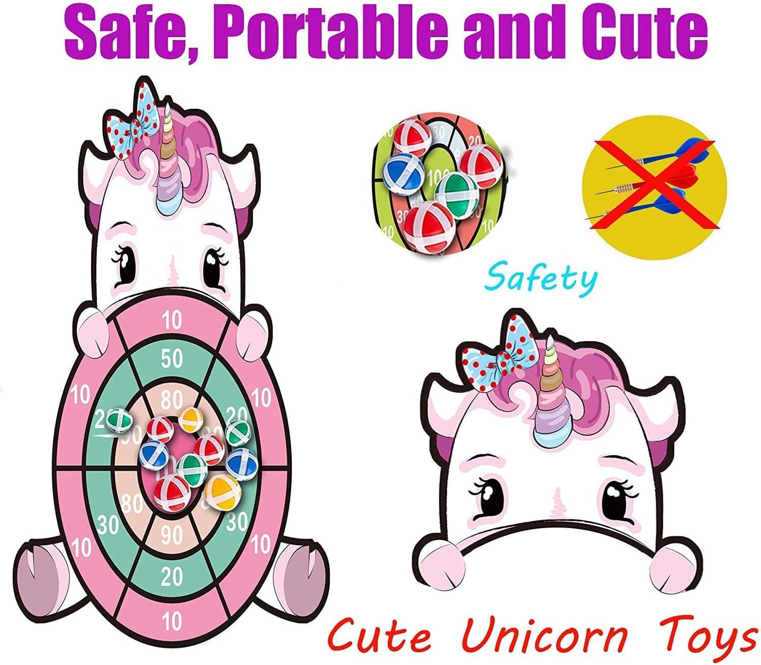 Unicorn Toys for 3-12 Year Old, 25Large Dart Board Kids Outdoor Toys Games  with 12 Sticky Balls for 4-8,Unicorns Gifts for Girls Birthday Gift Age  4-10, Toys for 3 4 5 6