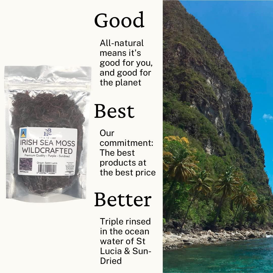 Purple Irish Sea Moss, Premium Quality Irish Moss, Wildcrafted From St  Lucia Caribbean Water, Sun-Dried Purple Sea Moss, 100% Natural & Raw