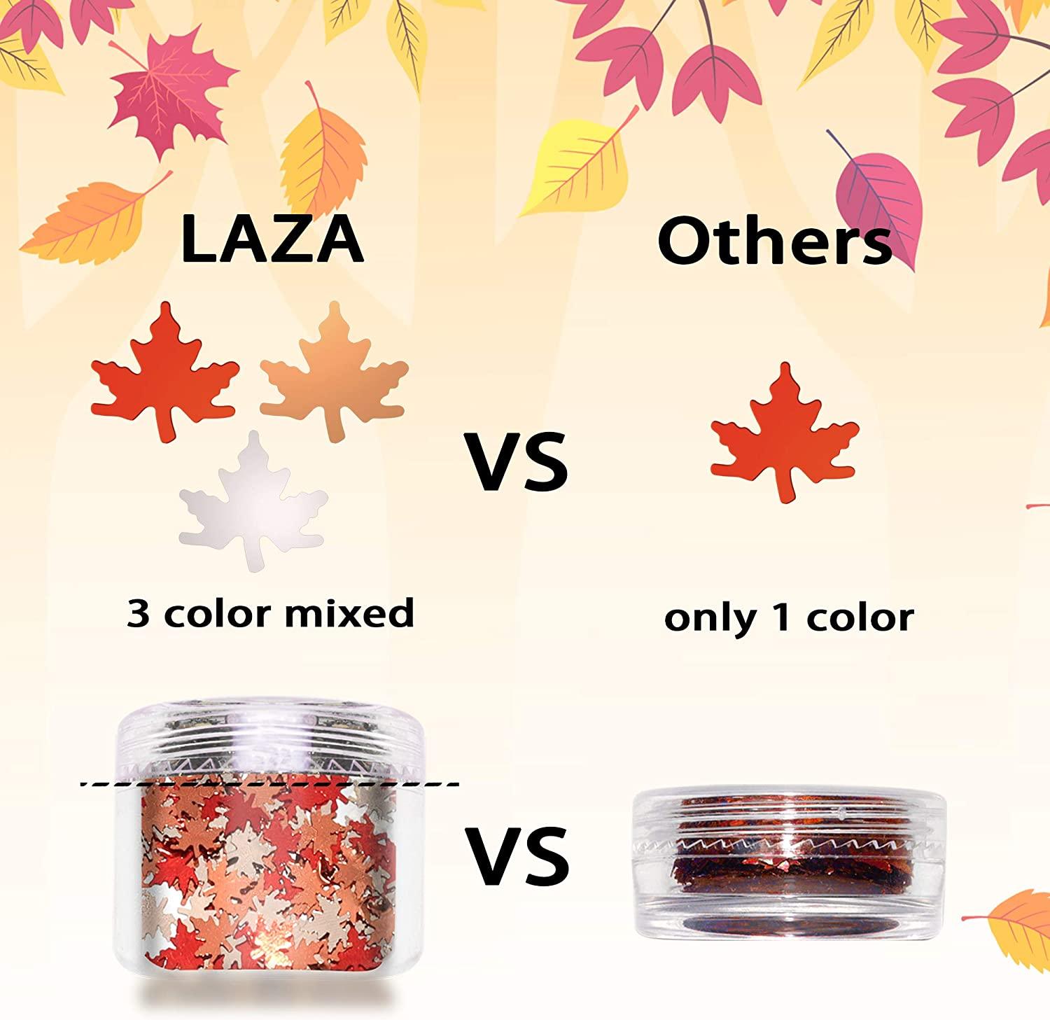 Laza Autumn Leaf Glitter, Fall Leaves Chunky Nail Glitter, Leaf Shaped Nail  Art Sequin Flake Silver Copper Meteillc Red Mixed DIY Design Confetti for  Decoration Festival - Maple Maple 0.35 Ounce (Pack of 1)