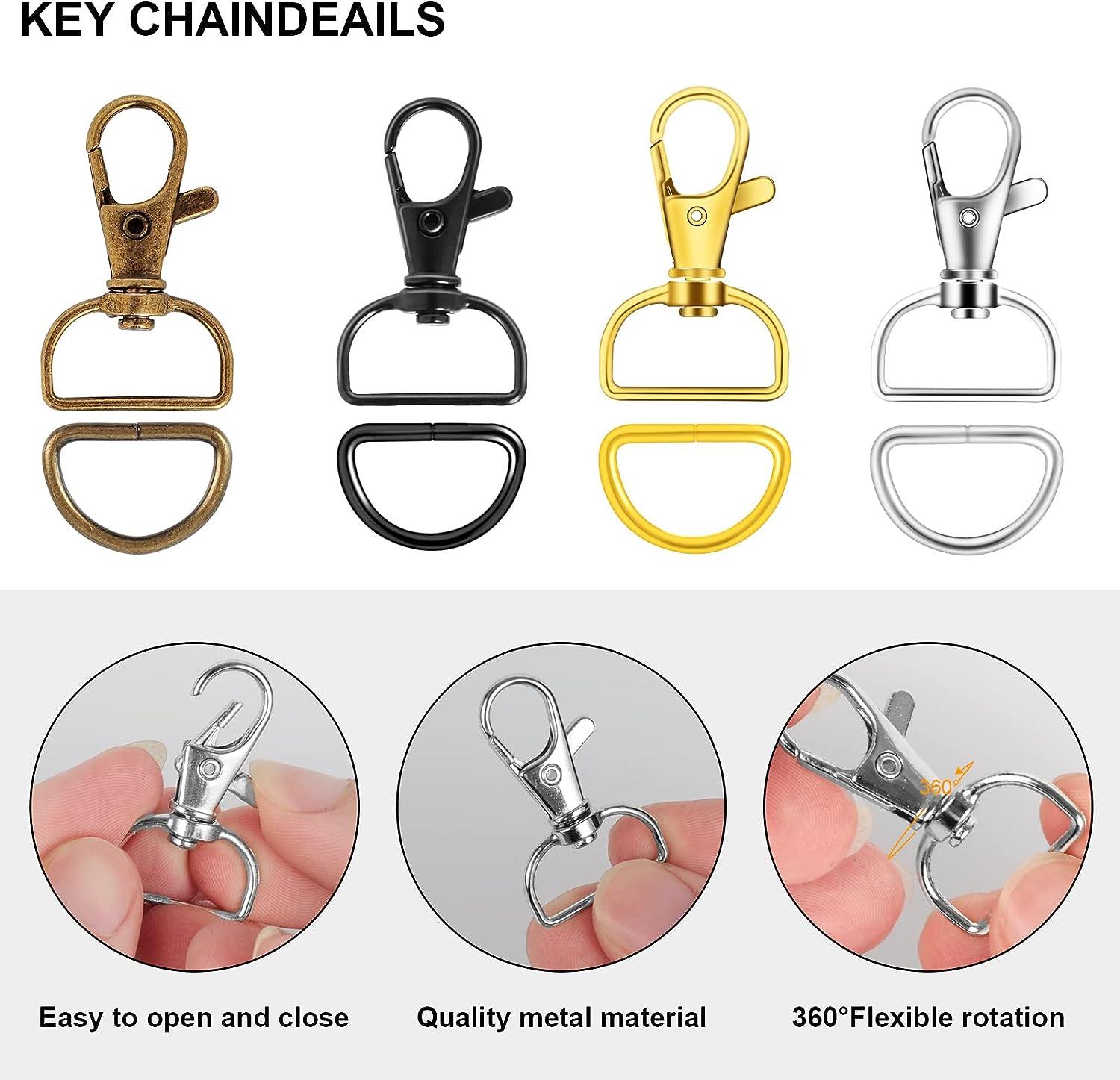 100 Pcs Premium Swivel Snap Hooks with Key Rings,Metal Lanyard