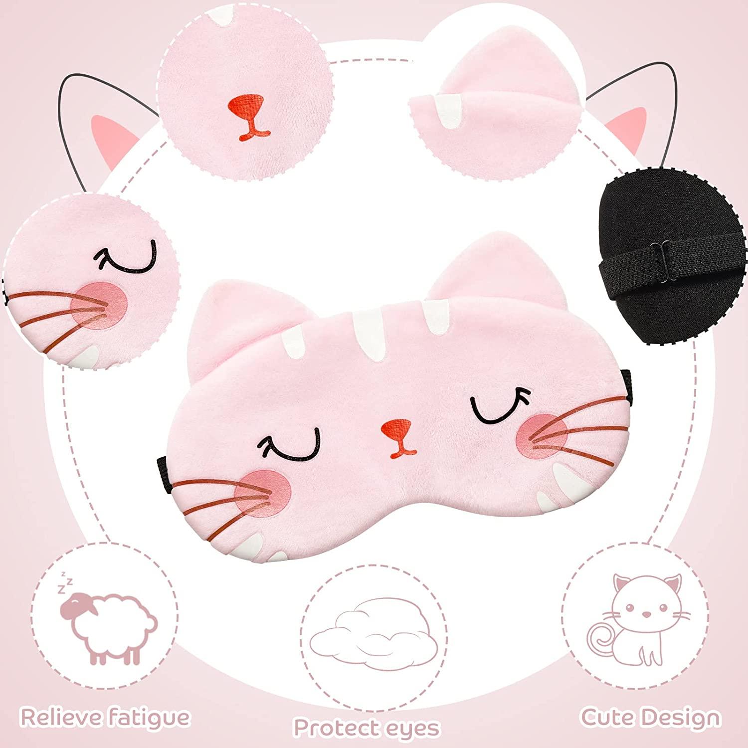 Mezeic Sleep Mask Cute Design for Sleeping Cartoon Soft Plush Blindfold  Funny Animal Eye Cover for Kids Girls Teens Women and Adult Eye Shade (Grey  Cat) F/Grey Cat