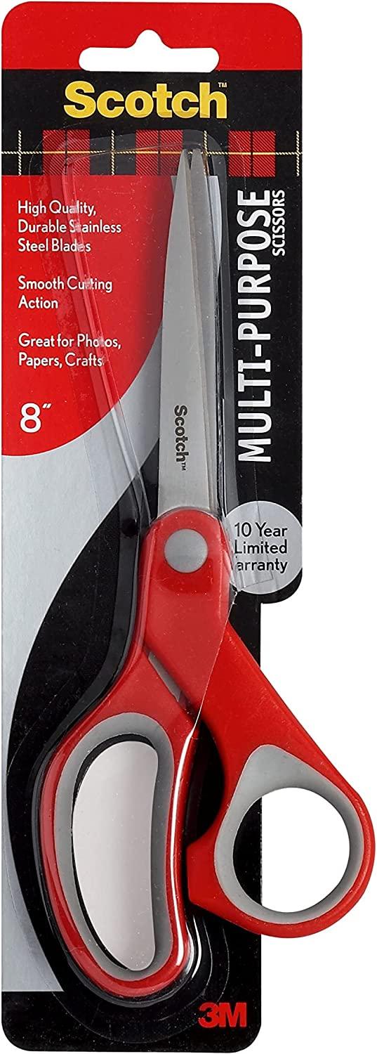 Scotch 7 Precision Scissors, Stainless Steel, Grey and Red, Comfort Grip 