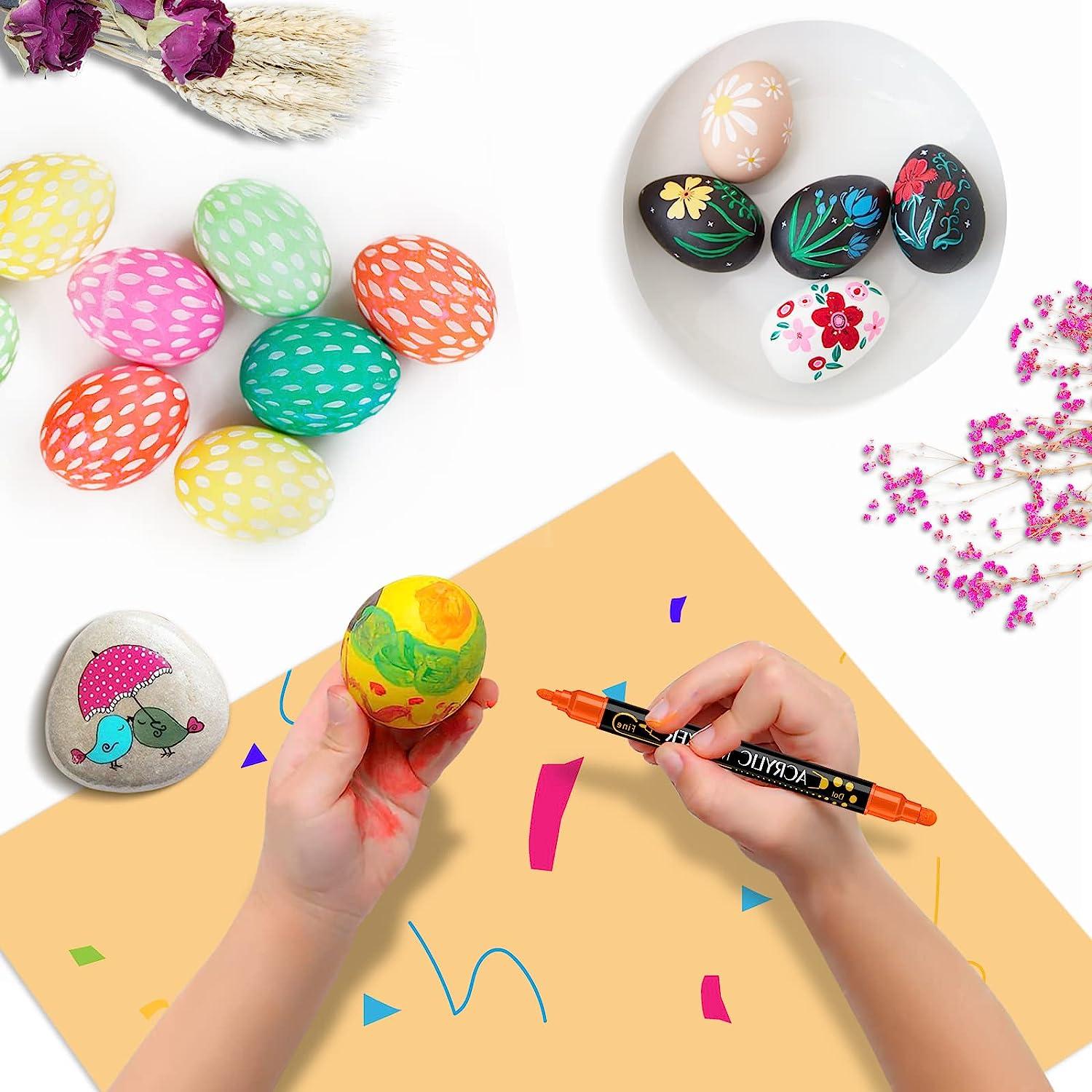 Betem 24 Colors Dual Tip Acrylic Paint Pens Markers, Premium Acrylic Paint  Pens for Wood, Canvas, Stone, Rock Painting, Glass, Ceramic Surfaces, DIY
