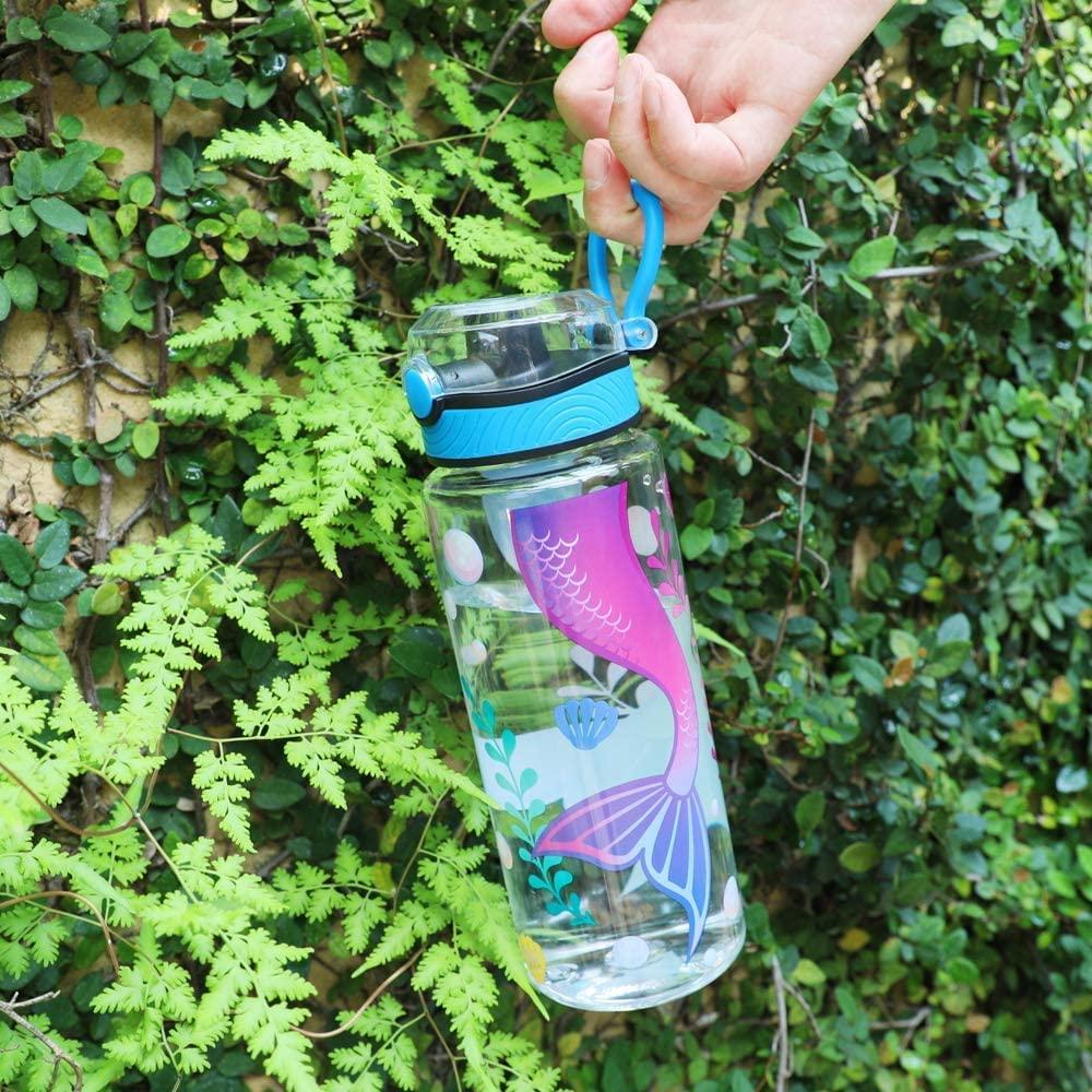 Cute Water Bottle for School Kids Girls, BPA FREE Tritan & Leak Proof &  Easy Clean & Carry Handle, 23oz/ 680ml - Mermaid