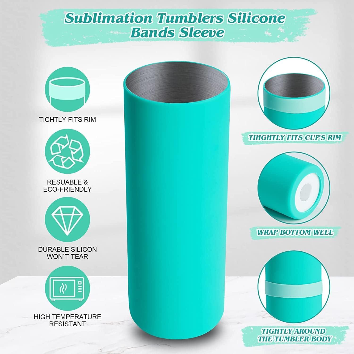 Sublimation Tumblers Silicone Bands Sleeve Kit, Including 2 Silicone Mug  Wrap 2 Heat Press Tapes An