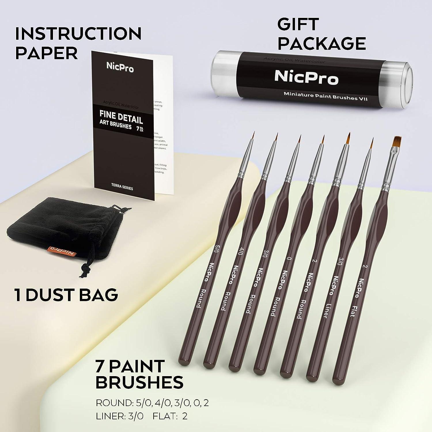 Nicpro Miniature Detail Paint Brush Set 7 Micro Professional Small Fine  Painting Brushes for Watercolor Oil Acrylic Craft Scale Models Rock  Painting & Paint by Number for Adult-Come with Holder Brown