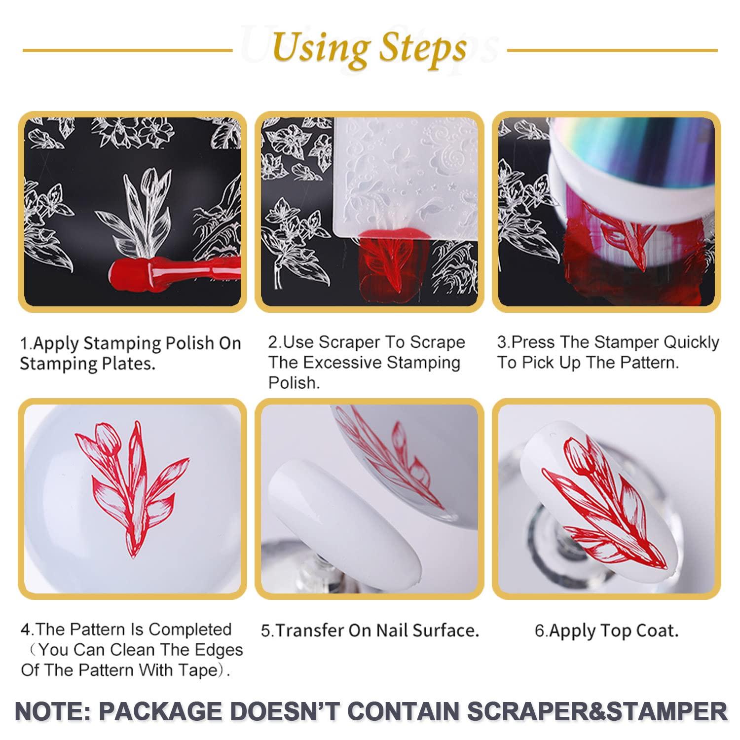 6pcs Nail Stamping Plates Nail Stamper Kit Winter Snowflake Elk Christmas